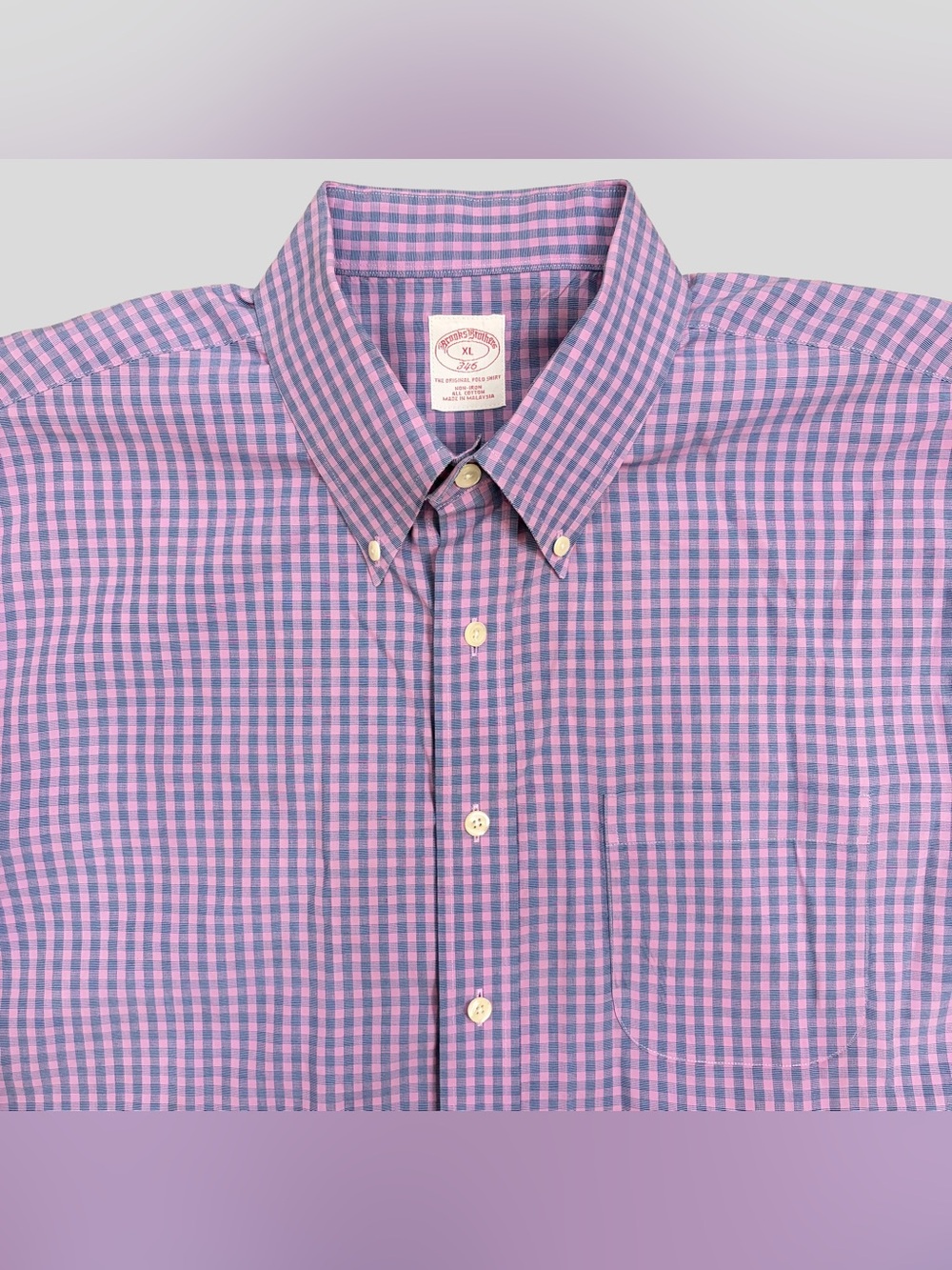 Brooks Brothers 346 Pink Checkered Short Sleeved Button Down Non Iron Shirt XL